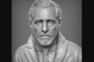 custom 3d head, realistic face model, bust up, torso bust, statue bust, 3d tools