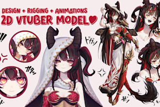 design and rigging 2d vtuber model, live 2d vtuber model, vtuber avatar anime
