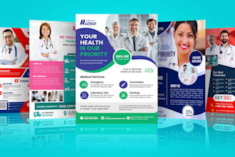 create clinic, medical, homecare, health care, flyer, brochure,trifold in 2 hour