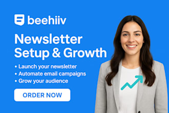 beehiv setup with beehive website, automation, and custom landing page
