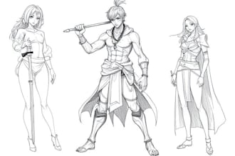 draw sketch for your character in any pose