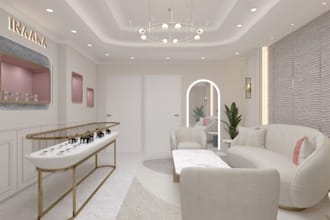 recreate store interior,jewellery store layout,display case,cgi furniture render