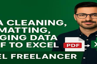 clean, format, merging, pdf to excel data, comparing two excel sheet