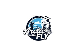 design a powerful arctic themed fly fishing logo