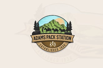 design eye catching cabin in mountains logo