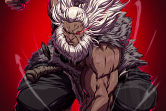 create professional fighting game style character artwork
