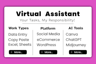 provide virtual assistant support using chatgpt, excel, and canva