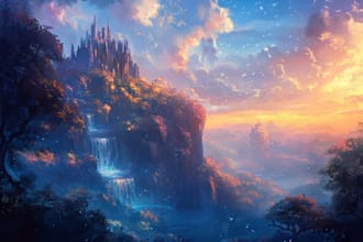 draw a fantasy landscape illustrations