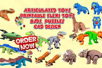 create 3d printed toys, cad designs, flexi models, plush mascots, action figures