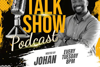 do a professional modern podcast cover art logo and any graphics design