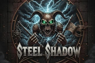 create a glam metal band logo