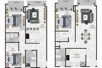 design realistic 2d colored floor plans for real estate