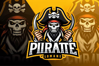 do design vintage pirate mascot logo with unlimited revisions