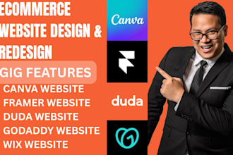 design and redesign duda, framer godaddy and canva websites