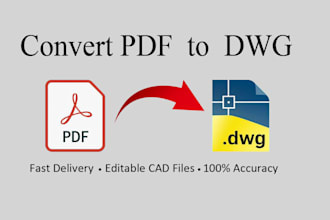 convert PDF, sketches or photo to dwg, autocad drawings