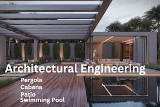design landscape pergola, patio, cabana, bbq, backyard city permit drawings