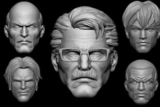 sculpt realistic 3d head model 3d printable character 2d to 3d head model