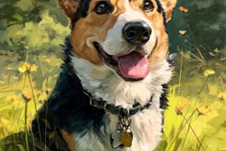 draw disney pets portrait illustration in disney style