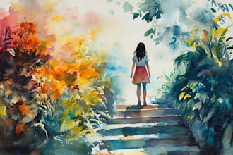 draw book illustration in watercolor
