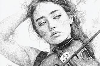 draw scribble sketch art portrait for you