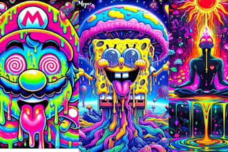 draw trippy psychedelic t shirt mushroom illustration art stoner psychobilly art