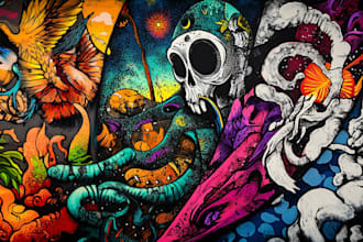 create custom graffiti art designs murals and wall arts