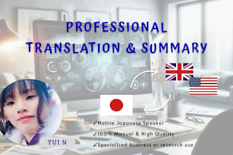 summarize and professionally translate your japanese or english text for busines