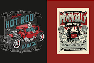 do custom vintage skull rock racing car logo