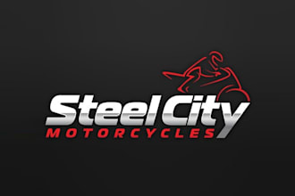 make super cool illustration logo for steel city motorcycles