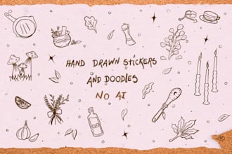 draw original hand drawn doodles or stickers no ai
