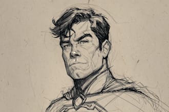 create a superhero sketch portrait and illustrations