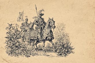 craft medieval vintage line art illustration in engraving