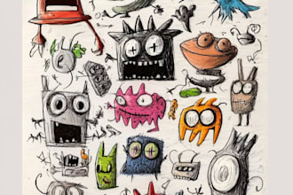 draw cute kawaii doodle art illustration, for stickers