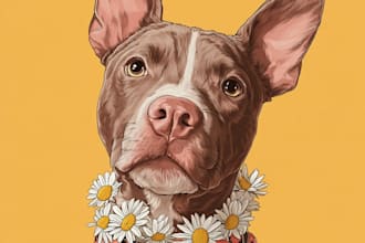 do disney pets portrait illustration in disney style