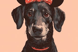 make disney pets portrait illustration in disney style