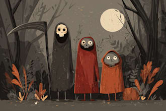 do fantasy horror cartoon and flat horror character