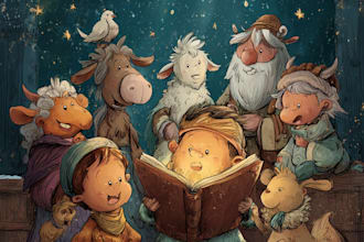 christmas children book illustration, bible illustration
