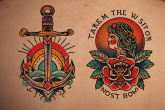 draw traditional or neo traditional tattoo style design