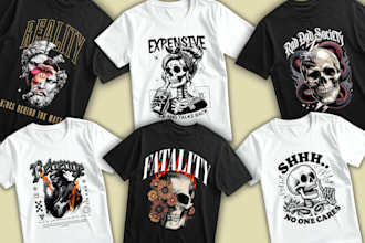 create custom vintage skull t shirt designs