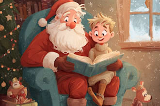 christmas book illustration, children story book illustration, christmas