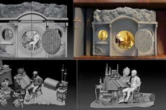 sculpt custom 3d book nook dioramas for bookshelf decor, fantasy and miniatures