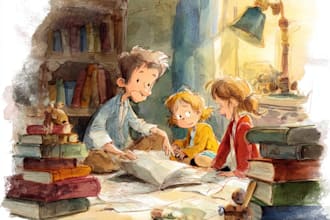 christmas children book illustration, bible illustration