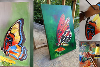 paint a real acrylic  painting on canvas with shipping worldwide
