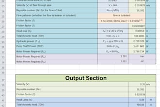 create process design calculator in excel