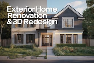 do complete home exterior renovation and redesign in 3d