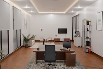 design 3d minimalist office interior,coworking space,furniture layout,cgi render