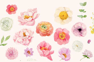 design feminine watercolor floral,boutique  female logo for you