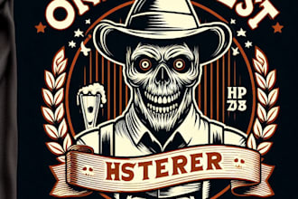 create a retro oktoberfest logo t shirt design in authentic bavarian style