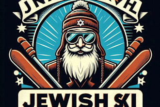 design a vintage custom jewish ski logo witht shirt design