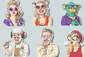create cute individual stickers for whatsapp telegram or printing